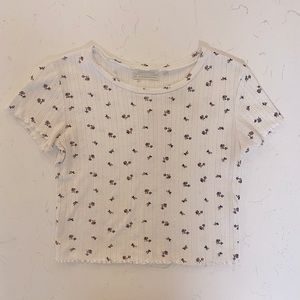 Urban Outfitters Ditsy Floral Pointelle Baby Tee, size M